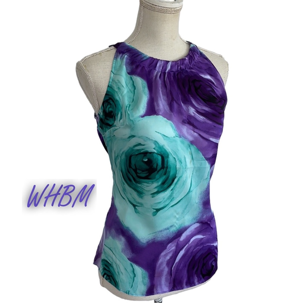 WHBM green and purple sleeveless blouse